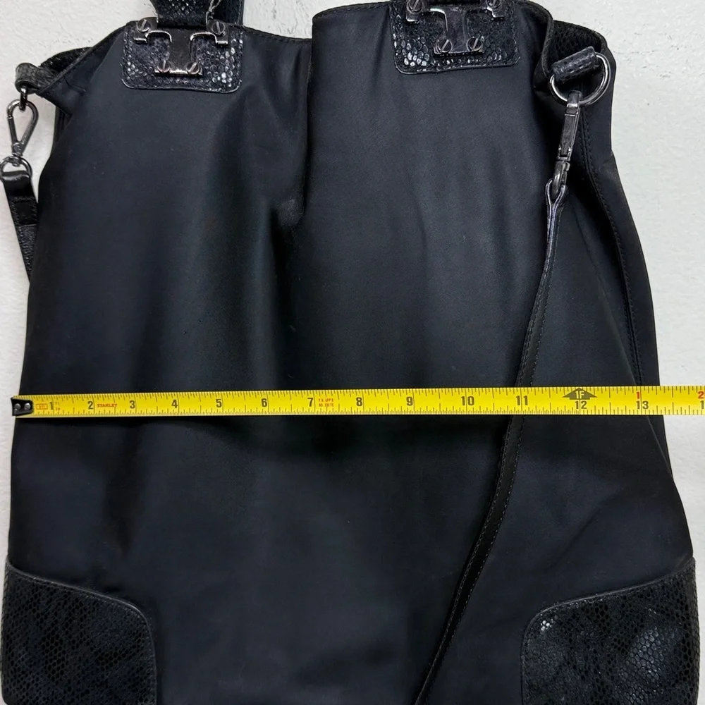 (X3) TORY BURCH NICO bag in black nylon and patent leather, large - Picture 10 of 12